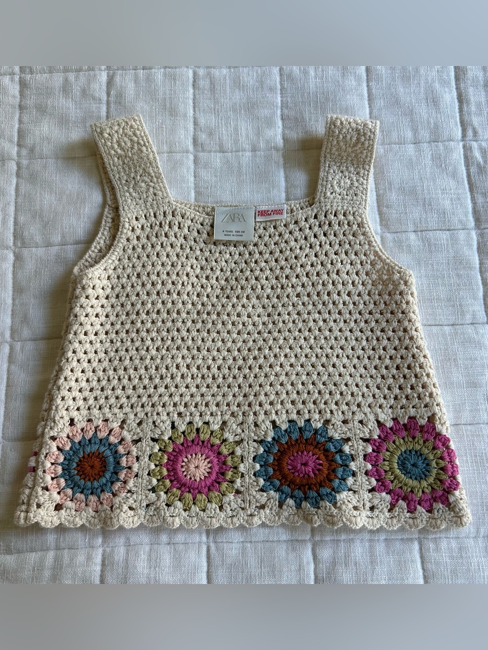 Zara Cream Crochet Tank Top